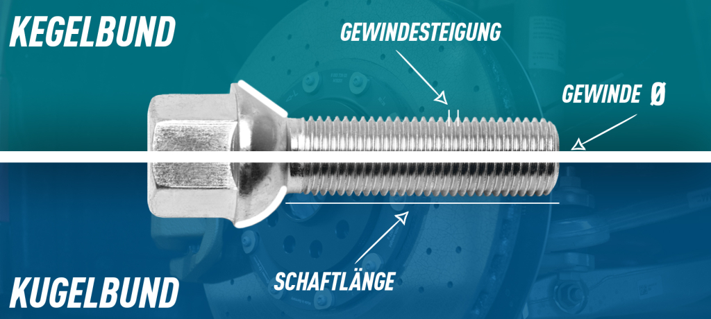  Felgenschloss & Radmuttern im Set - M12x1,5 - Kegel  60° - SW19